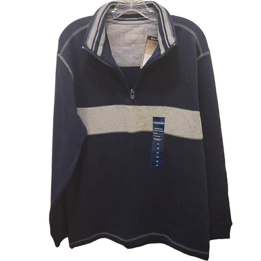 Consensus Men's Navy Seal Color Game Day Fleece Quarter Zip Sweatshirt Medium NW
